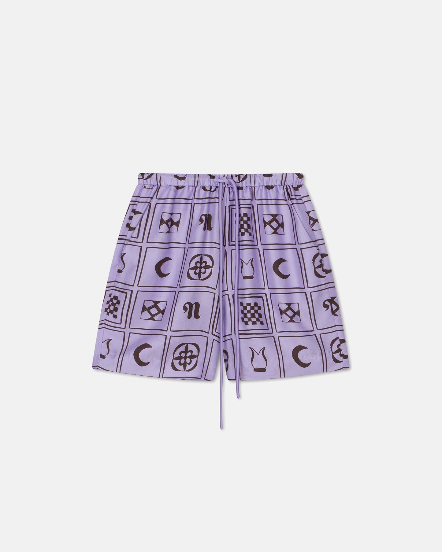 Anne - Sale Printed Silk-Twill Shorts - Kopjafa Lilac