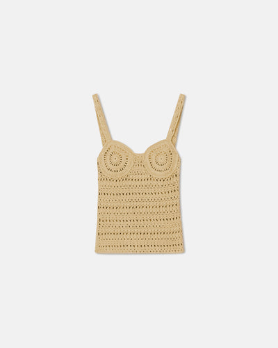 Bernou - Sale Crochet-Knit Top - Beige Crochet