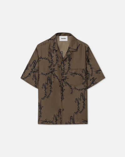 Bodil - Printed Silk-Twill Shirt - Khaki