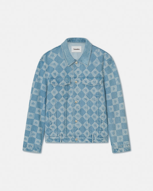 Louis Vuitton Monogram Blue Denim and Silk Jean Jacket - 38 / 6