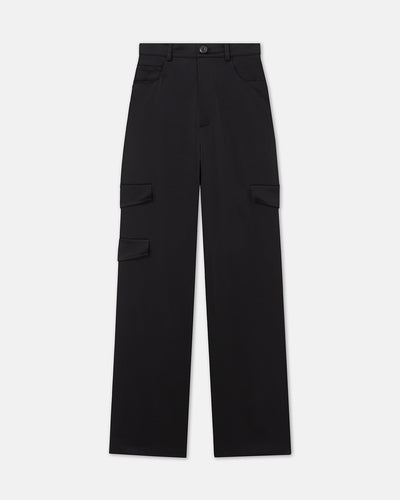 Cais - Slip Satin Cargo Pants - Black