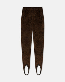 Carminda - Velvet Stirrup Leggings - Dark Brown