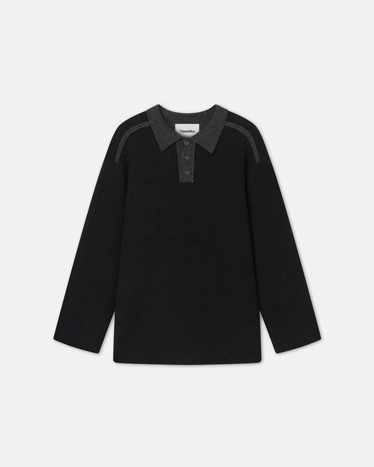 Carys - Sale Double-Faced Terry Polo Sweater - Charcoal