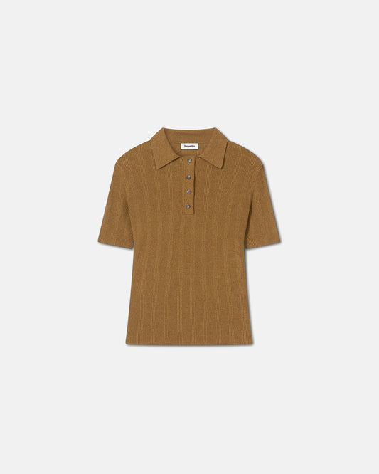 Elani - Sale Terry-Knit Polo - Golden Brown