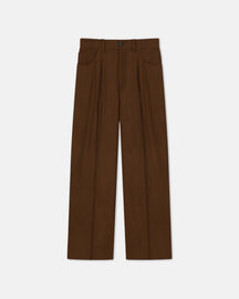 Elston - Sale Barrel-Leg Wool Pants - Umber