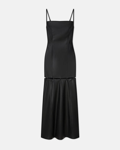 Freza - Okobor™ Alt-Leather Maxi Dress - Black