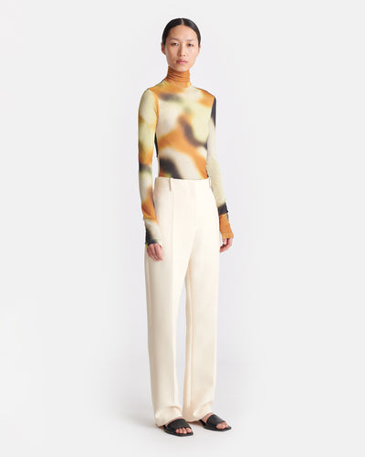 Loren - Double Suiting Straight-Leg Pants - Creme