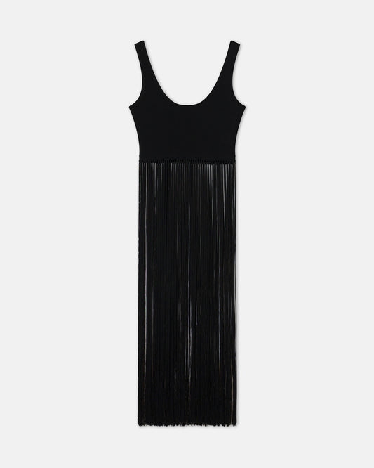 Fusca - Sale Fringed Mesh-Jersey Tank Top - Black