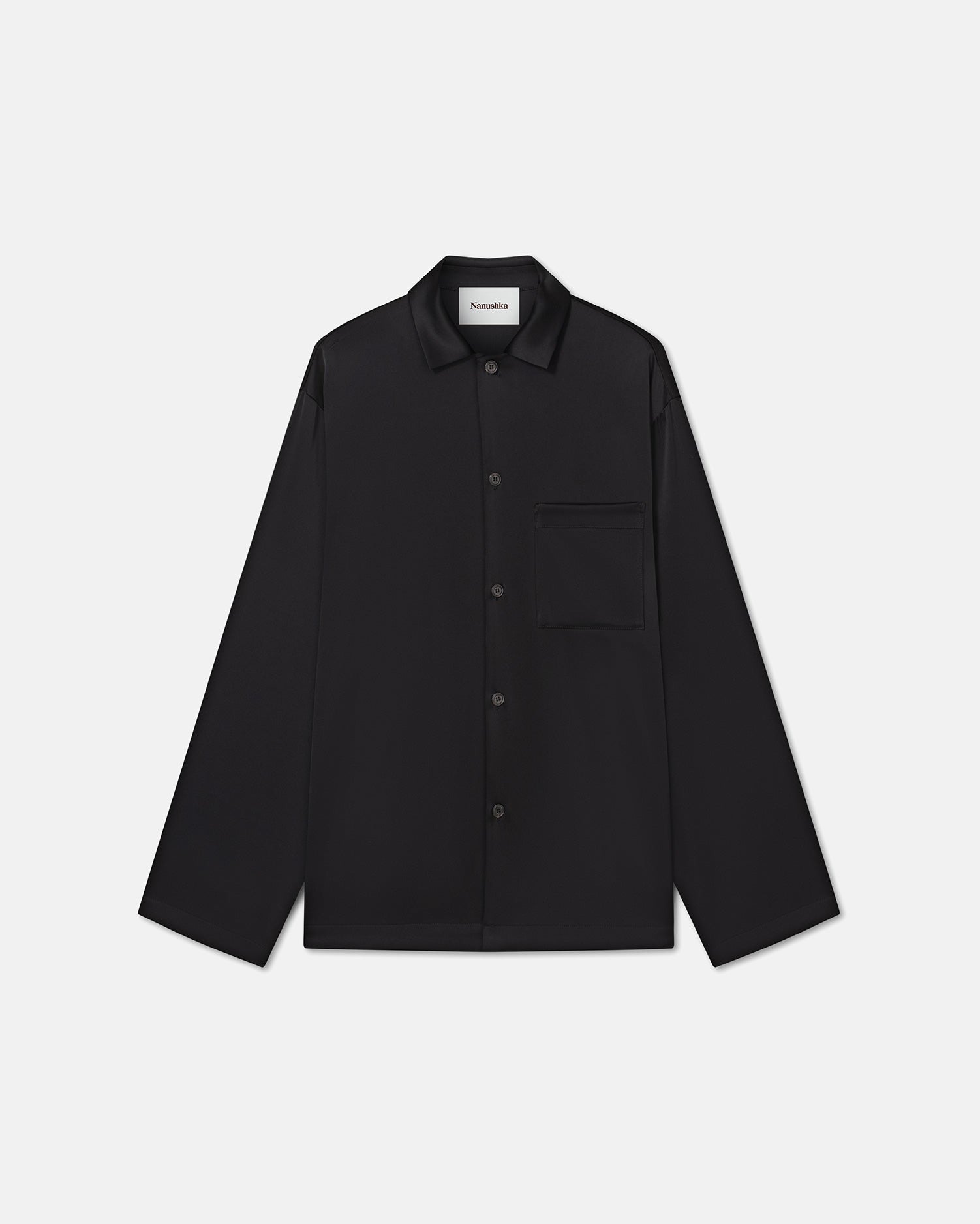 Jelmer - Long-Sleeve Slip-Satin Shirt - Black