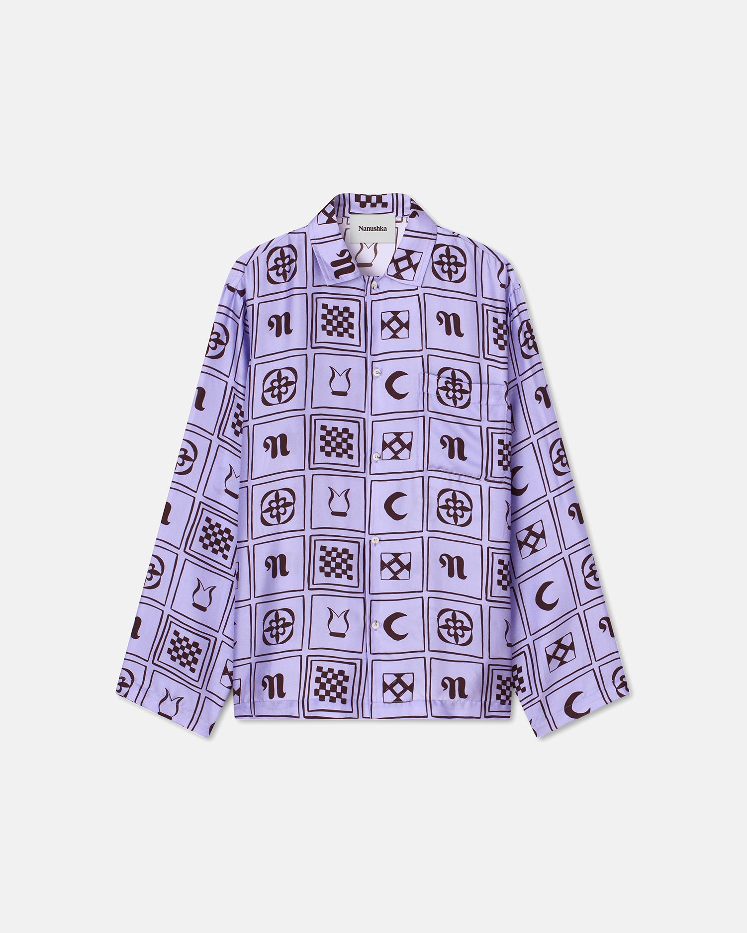 Jelmer - Sale Long-Sleeve Silk-Twill Shirt - Kopjafa Lilac