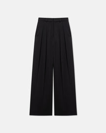 Lynda - Pleated Slip Satin Pants - Black