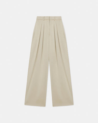 Lynda - Sale Pleated Slip Satin Pants - Porcelain