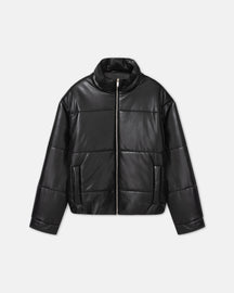 Marron - Okobor™ Alt-Leather Puffer Jacket - Black