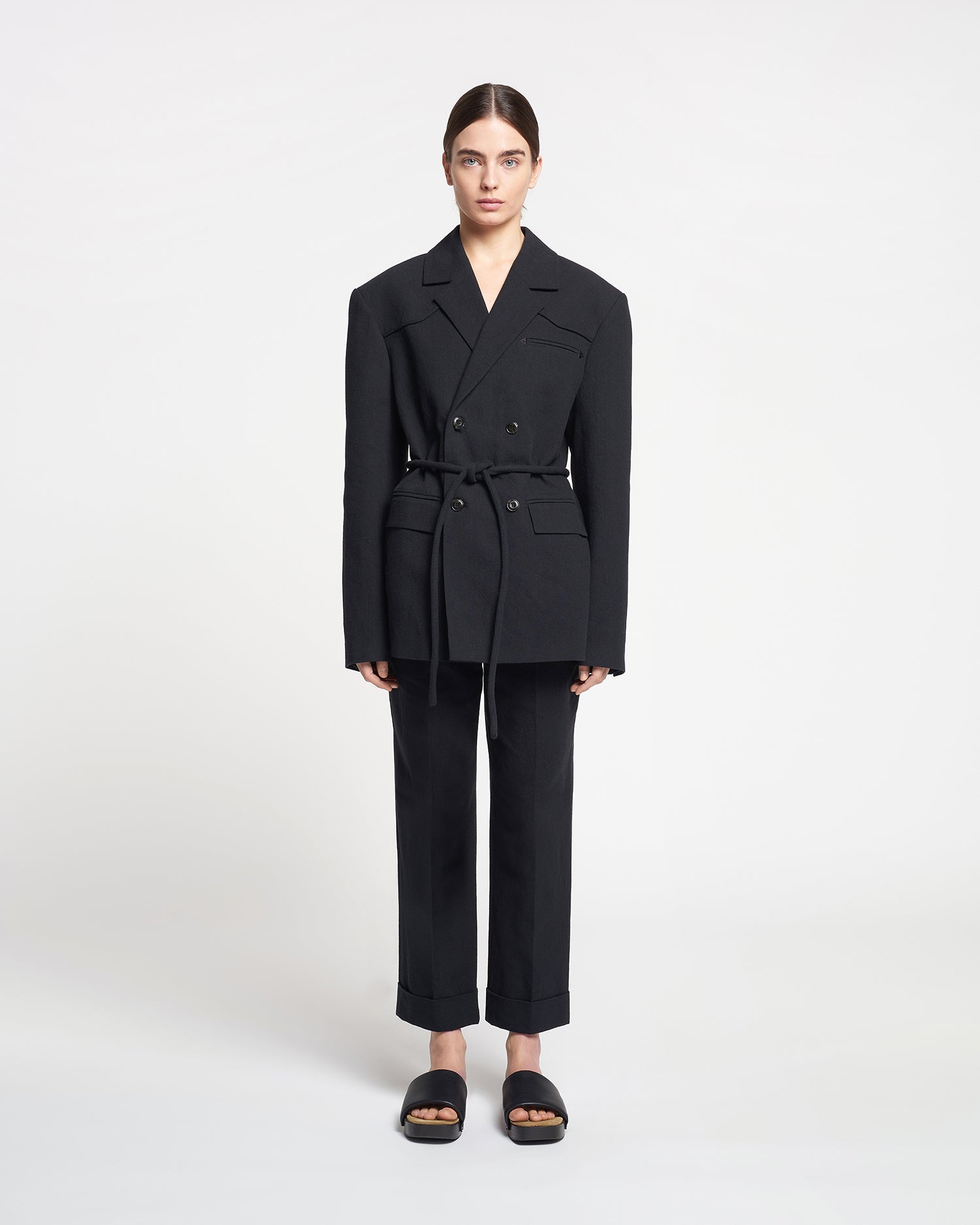 Nanushka Alessi belted leather maxi coat - Black