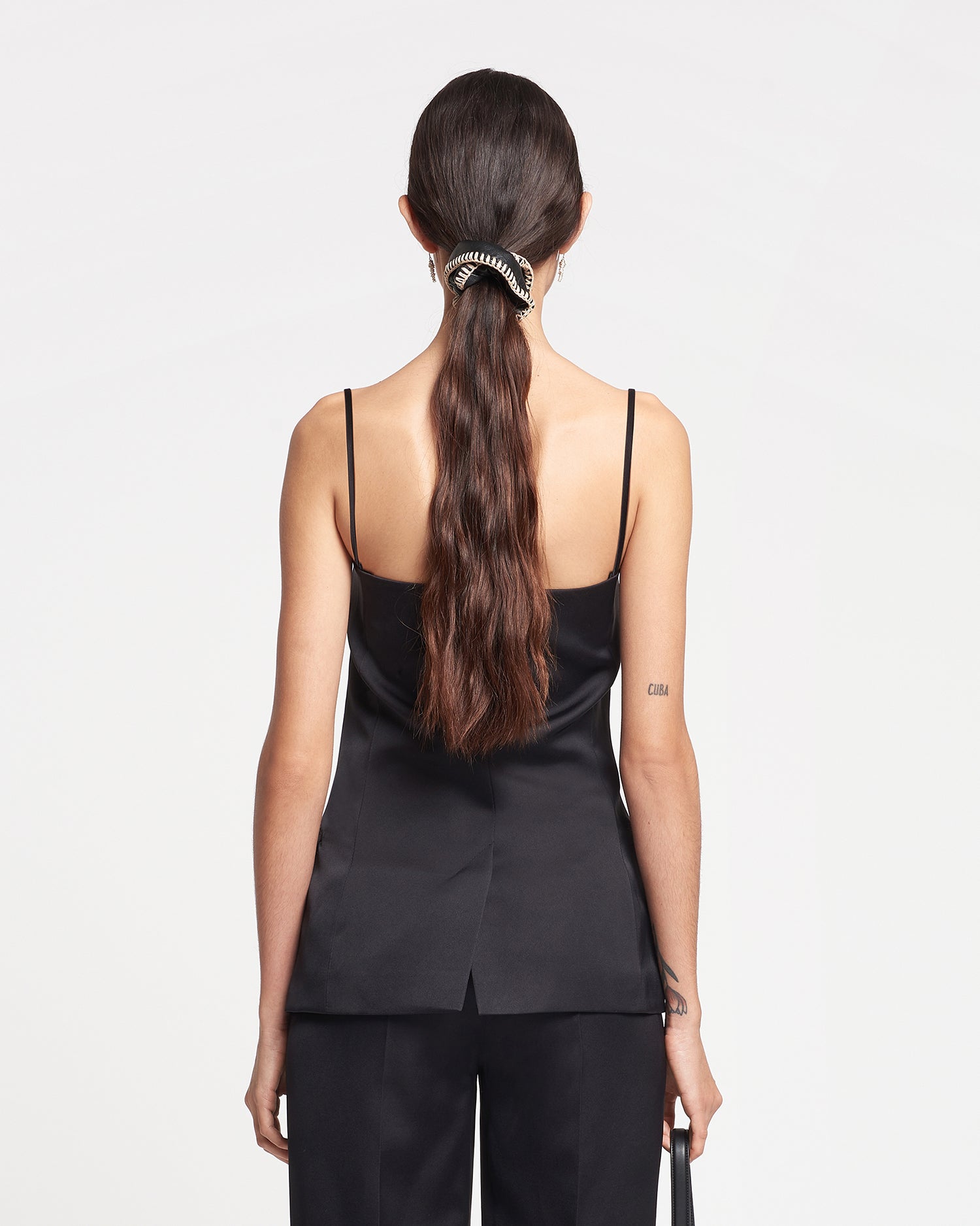 Alessa - Tailored Tech-Satin Vest - Black