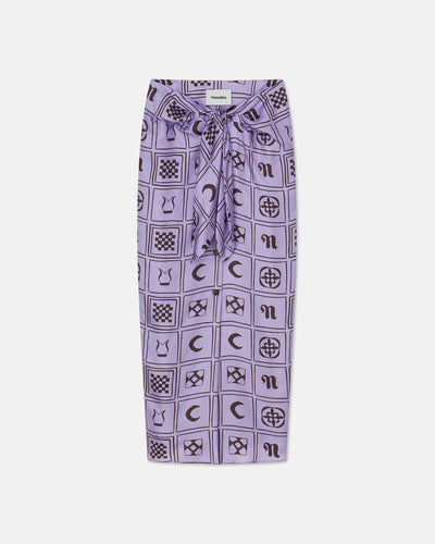 Nicolet - Sale Printed Silk-Twill Sarong-Style Midi Skirt - Kopjafa Lilac