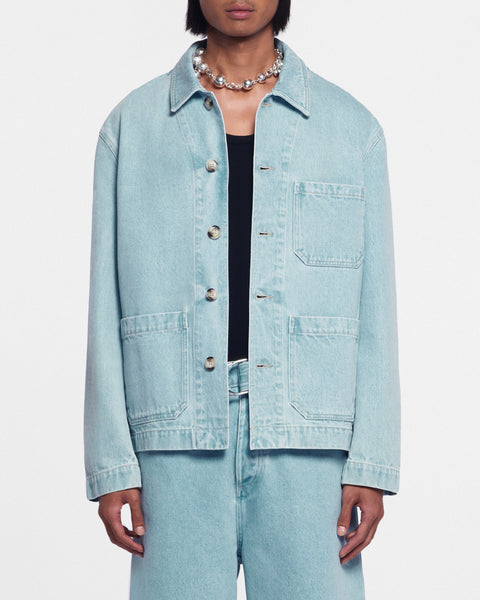 Nanushka Bambari Cropped Denim Monogram Jacket