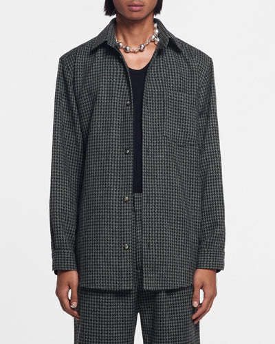 Matize - Sale Houndstooth Wool Shirt - Grey Black Houndstooth