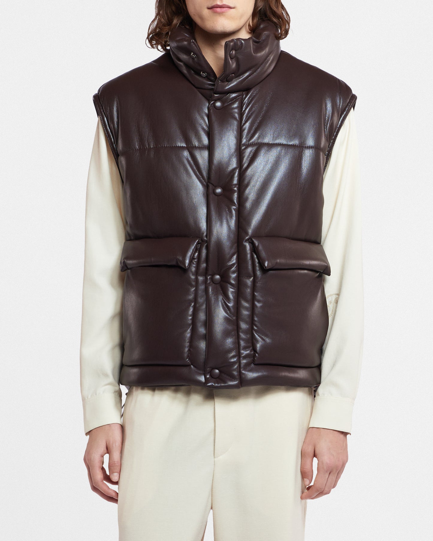 Jovan - Sale Okobor™ Alt-Leather Gilet - Coffee Ground