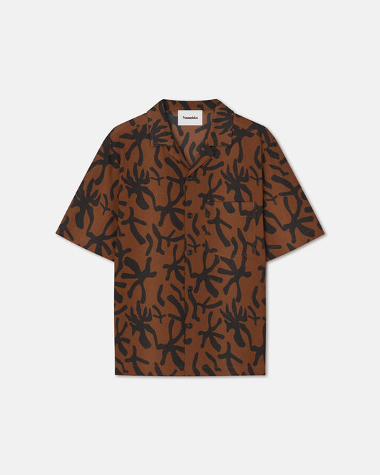 Bodil - Sale Printed Cotton Shirt - Reef Brown