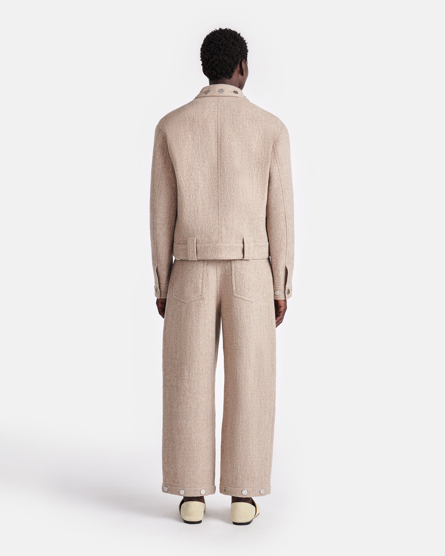 Dallin - Studded Slub-Wool Pants - Taupe Melange