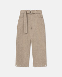 Dallin - Studded Slub-Wool Pants - Taupe Melange