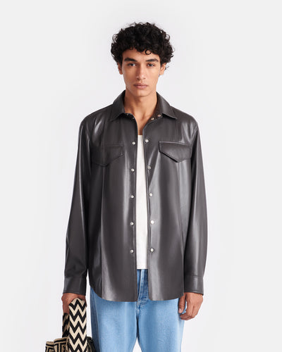 Olavi - Okobor™ Alt-Leather Shirt - Midnight Green