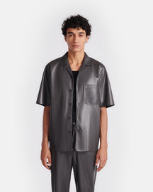 Bodil - Okobor™ Alt-Leather Shirt - Midnight Green