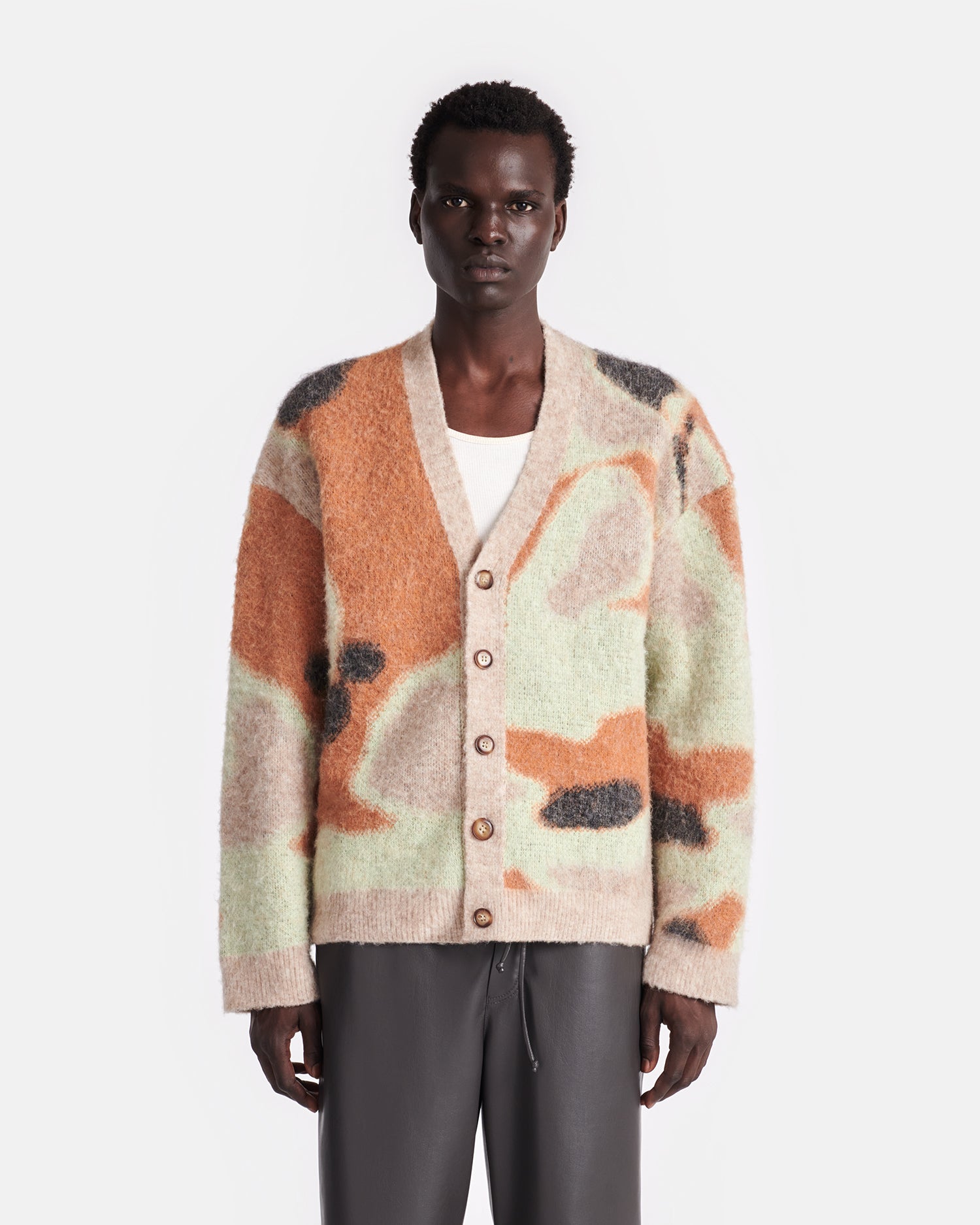 Nessin Brushed Alpaca Cardigan Smudged Graffiti Nanushka