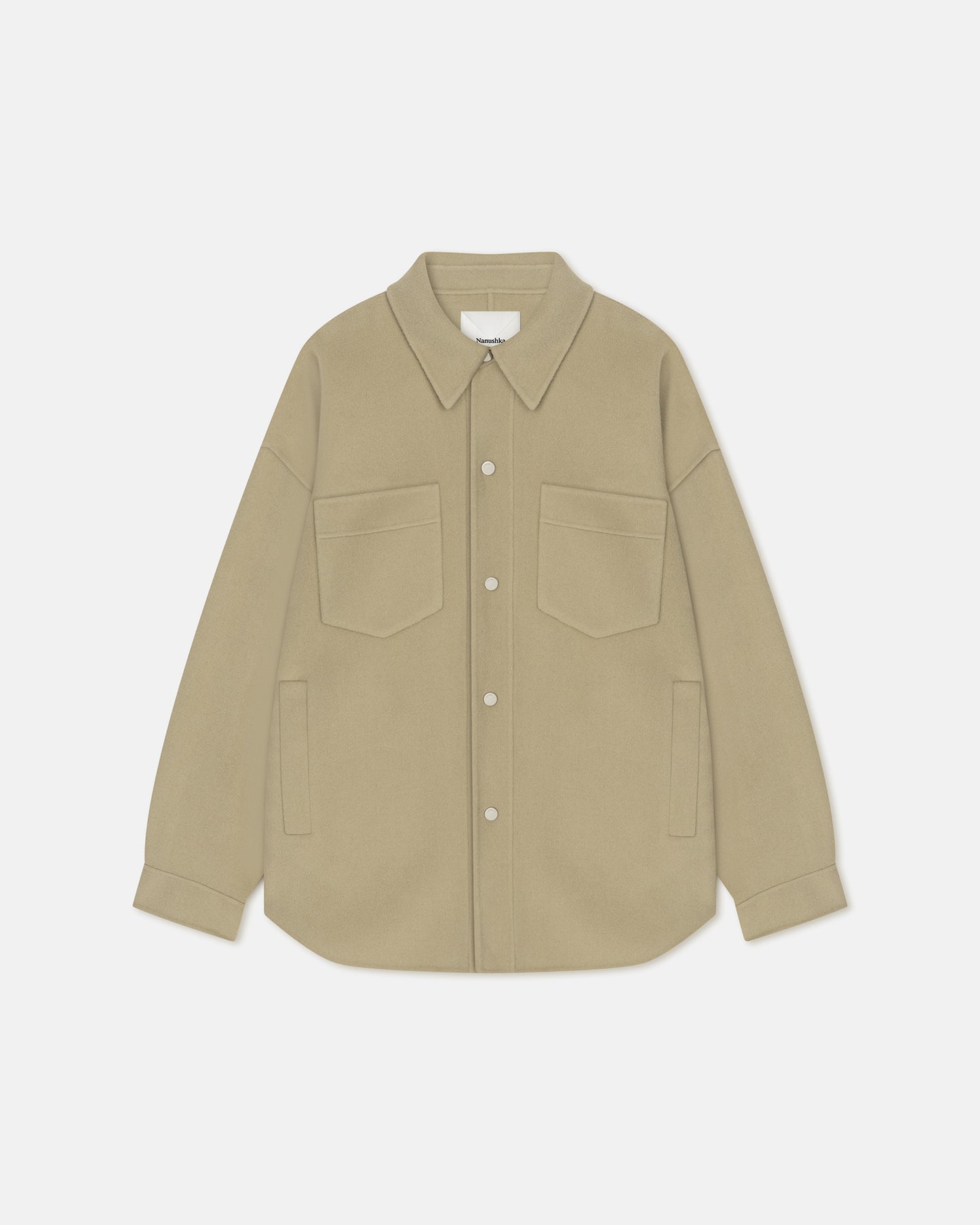 Martin - Double Wool And Silk Blend Overshirt - Pale Olive