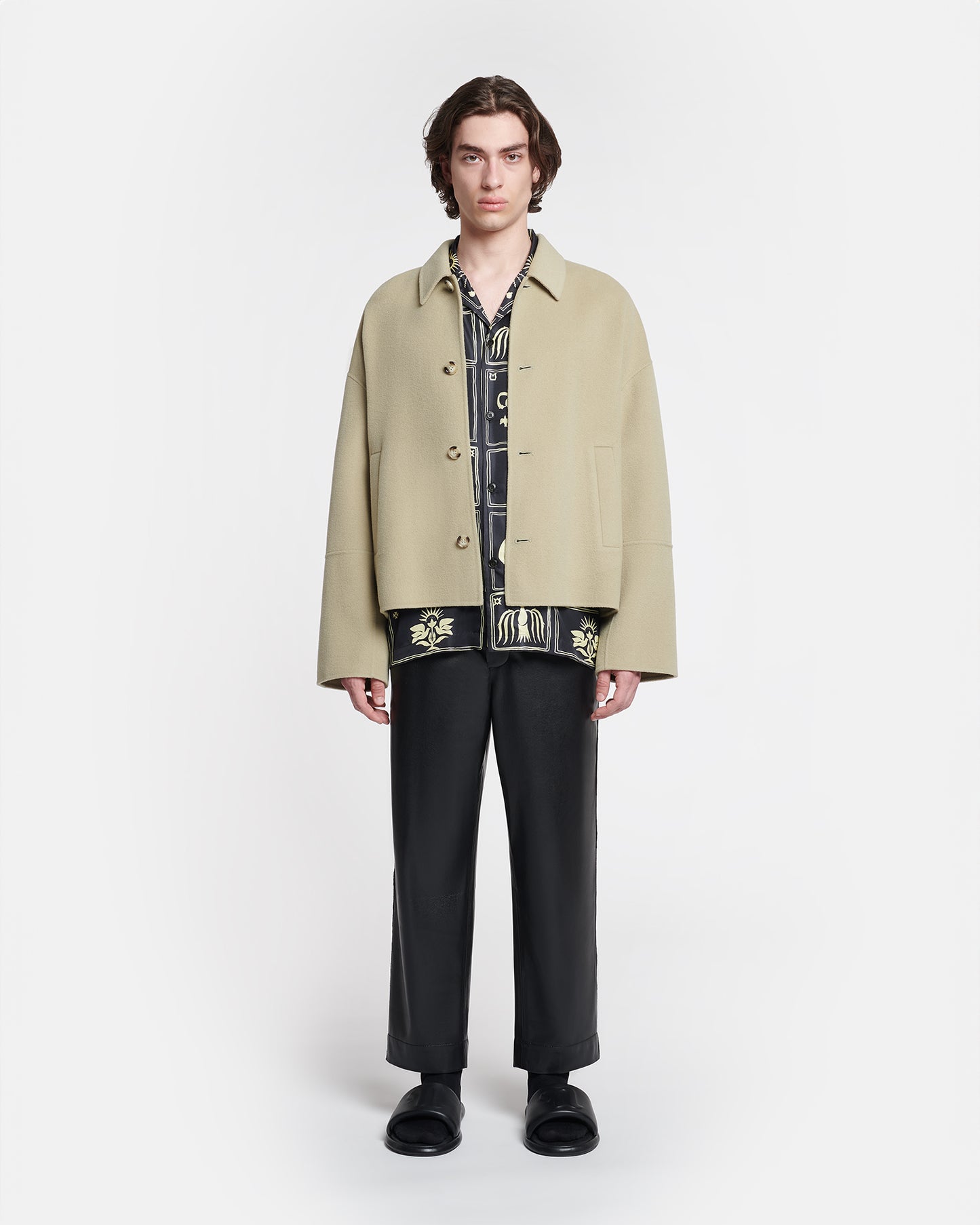 Marcin - Double Wool And Silk Blend Jacket - Pale Olive