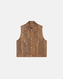 Egil - Faux Snake-Embossed Leather Vest - Cashew