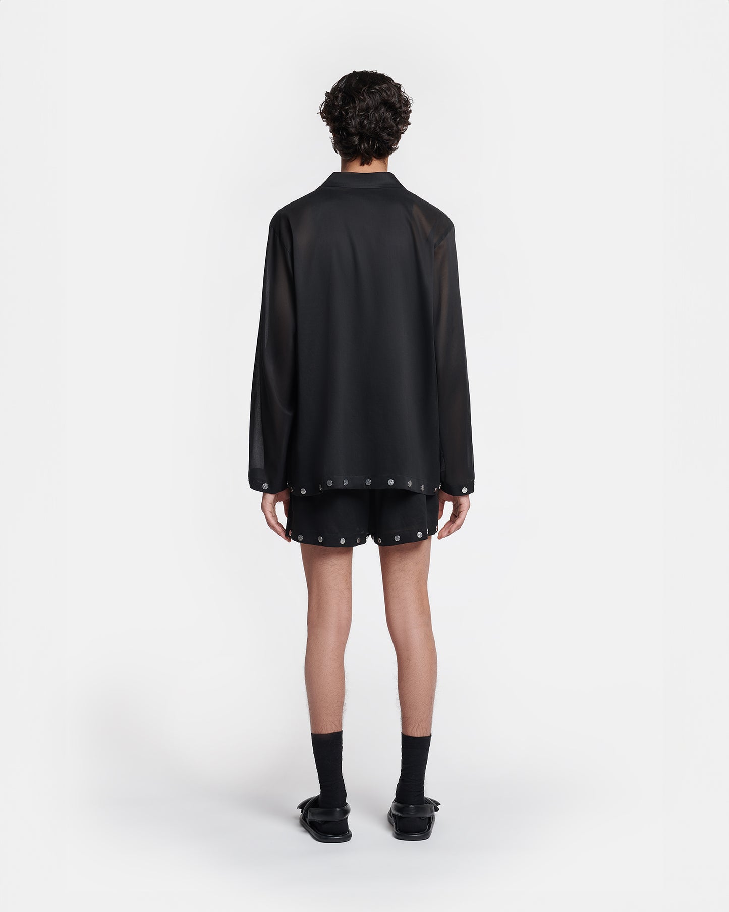 Tallon - Studded Organza Bermuda Shorts - Black