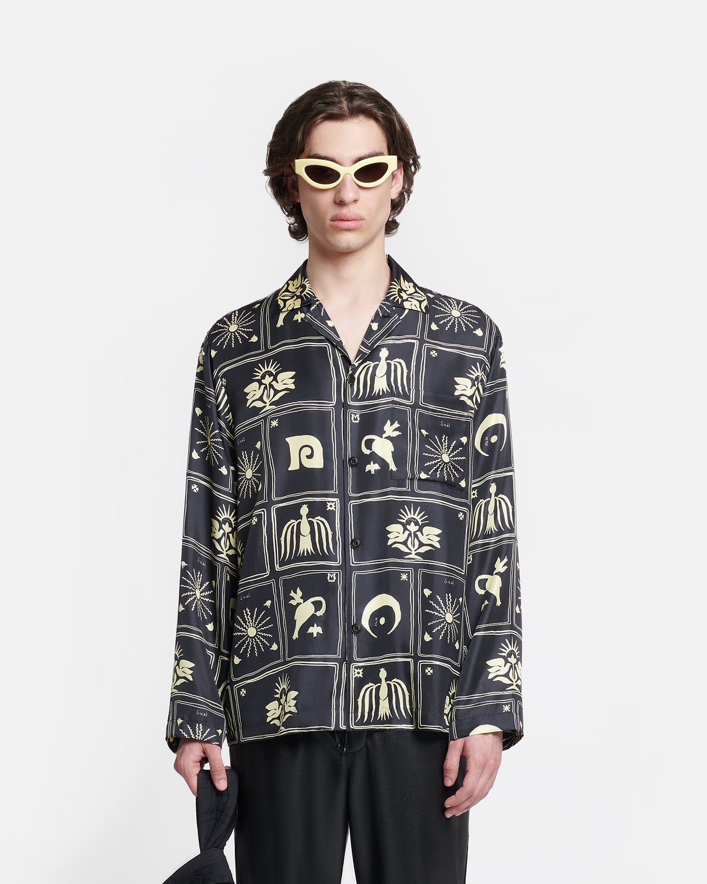 Jelmer - Printed Silk-Twill Shirt - Folk Art Black