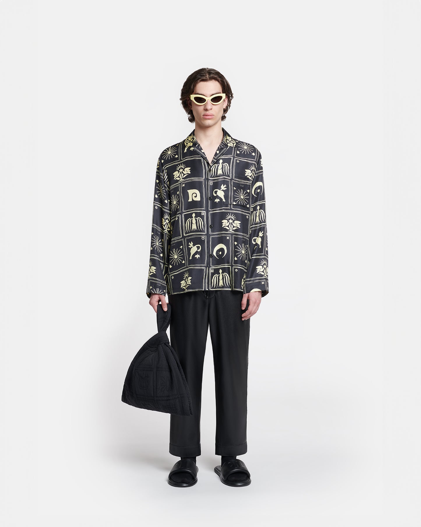 Jelmer - Printed Silk-Twill Shirt - Folk Art Black