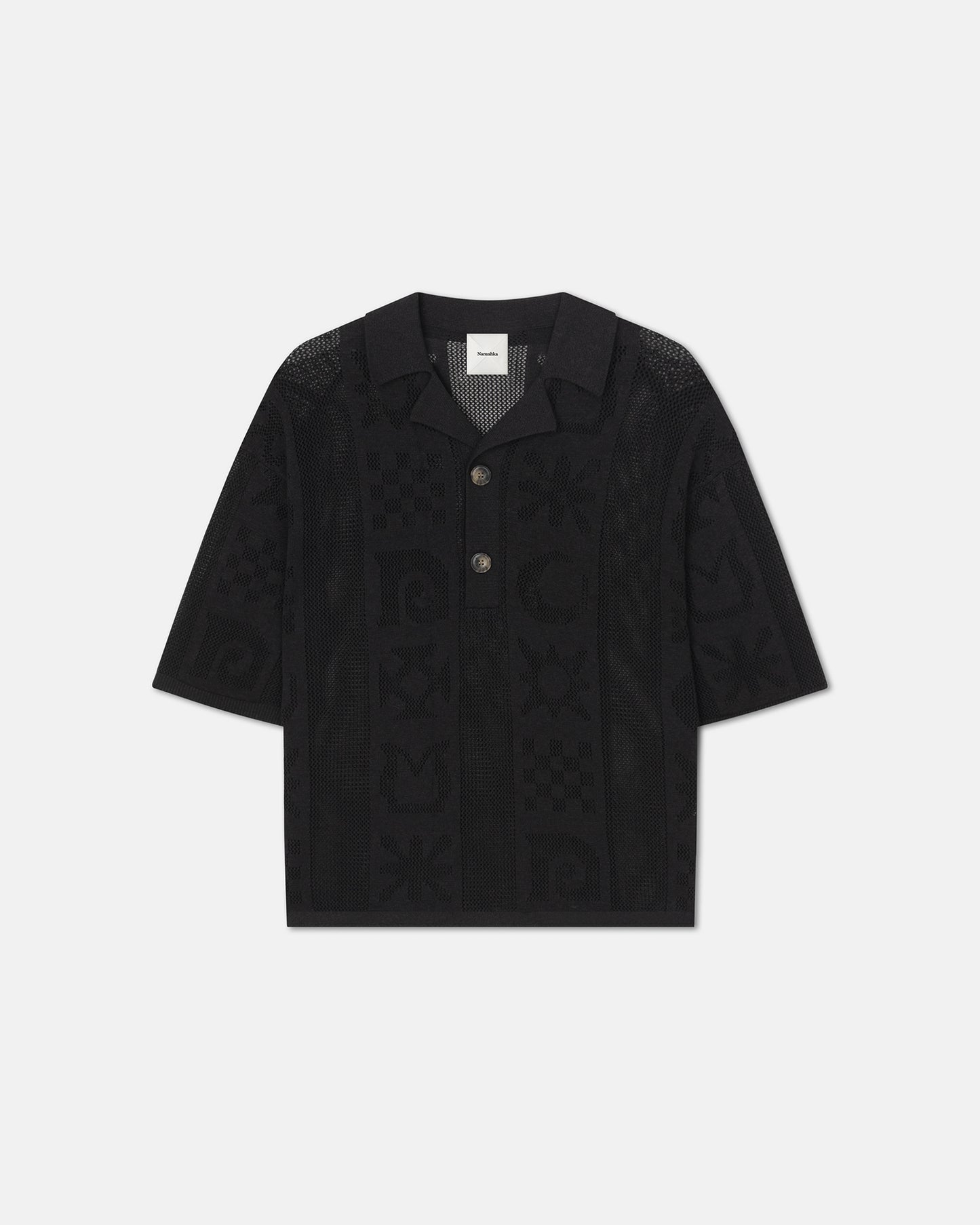 Jasim - Paper-Crochet Polo Shirt - Black