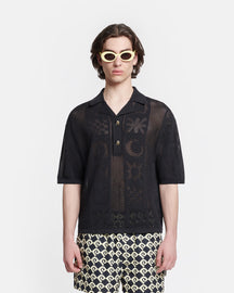 Jasim - Paper-Crochet Polo Shirt - Black