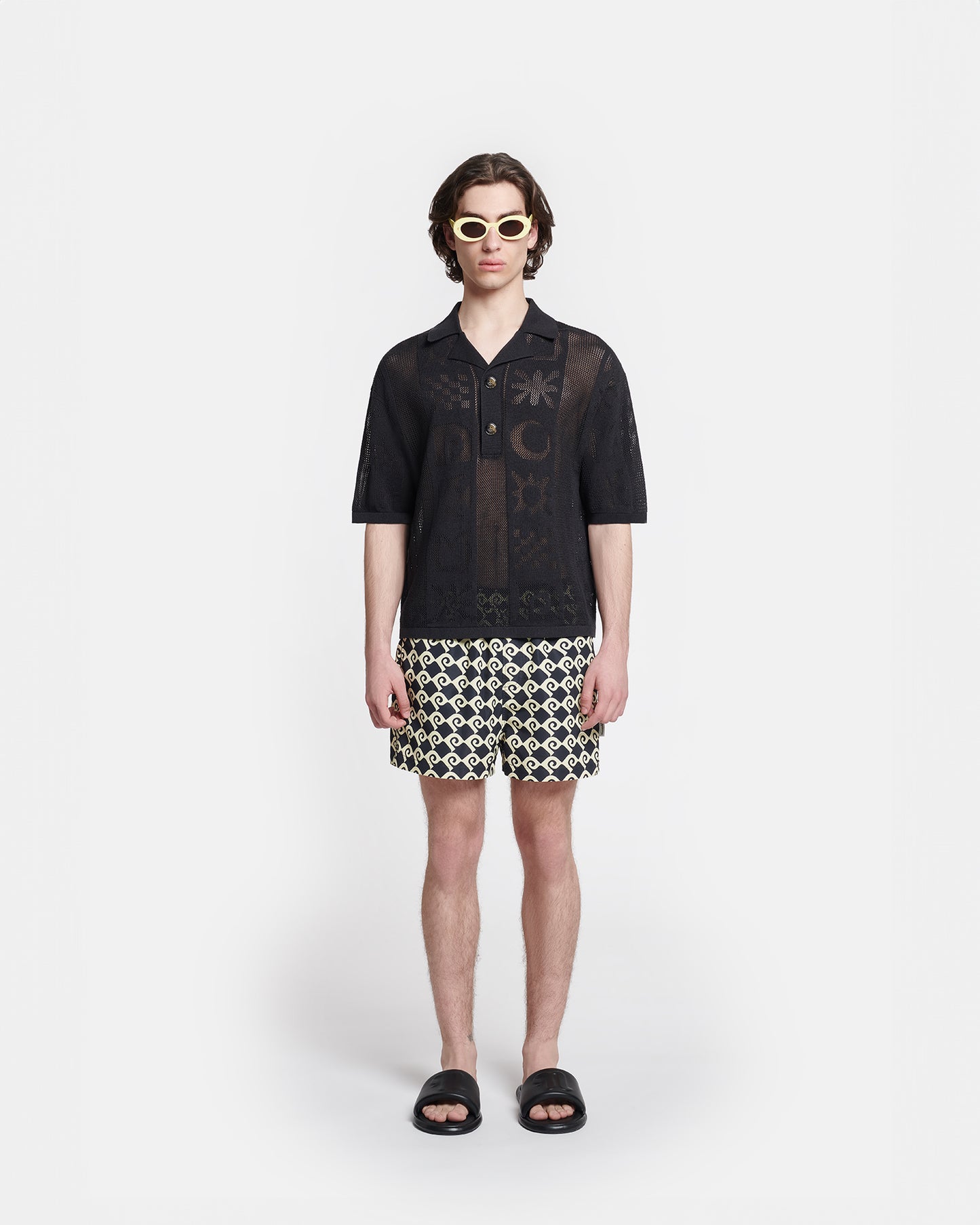 Jasim - Paper-Crochet Polo Shirt - Black