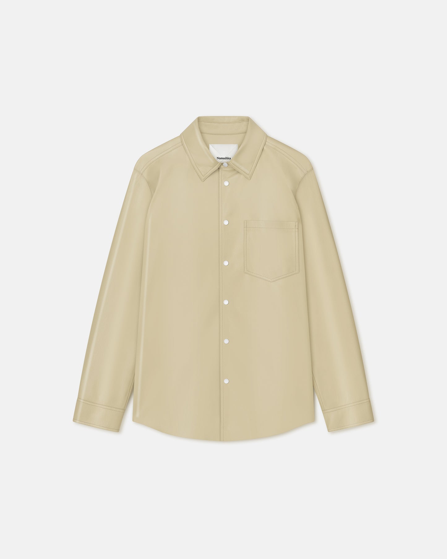 Onni - Okobor™ Alt-Leather Shirt - Pale Olive