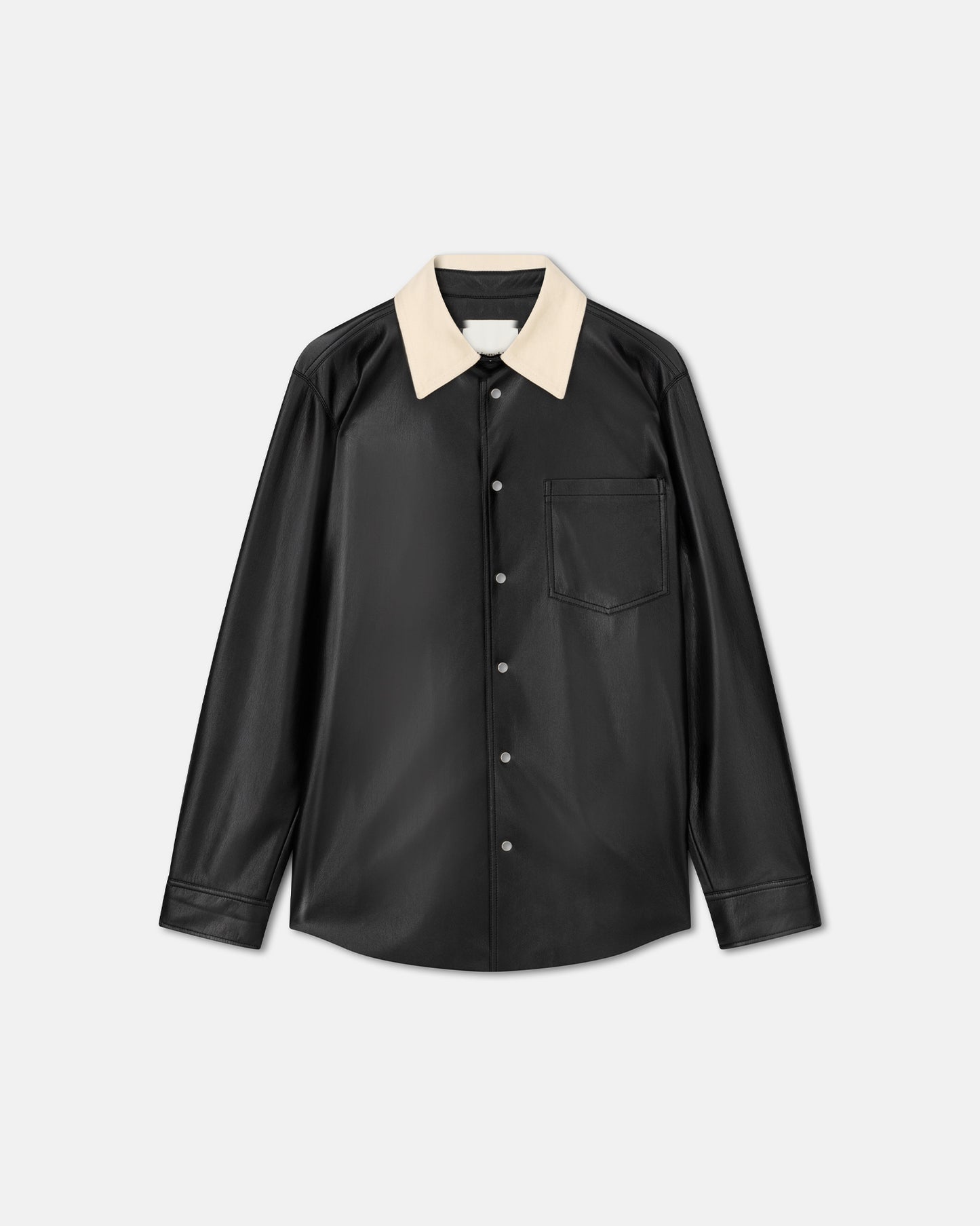 Onni - Denim-Trimmed Okobor™ Alt-Leather Shirt - Black