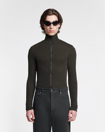 Magnus - Mesh-Jersey Turtleneck Top - Anthracite