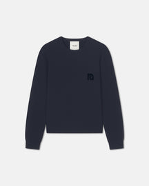 Stono - Embroidered Merino Wool Sweater - Navy