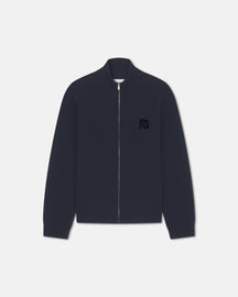 Poval - Merino Wool Zip Cardigan - Navy