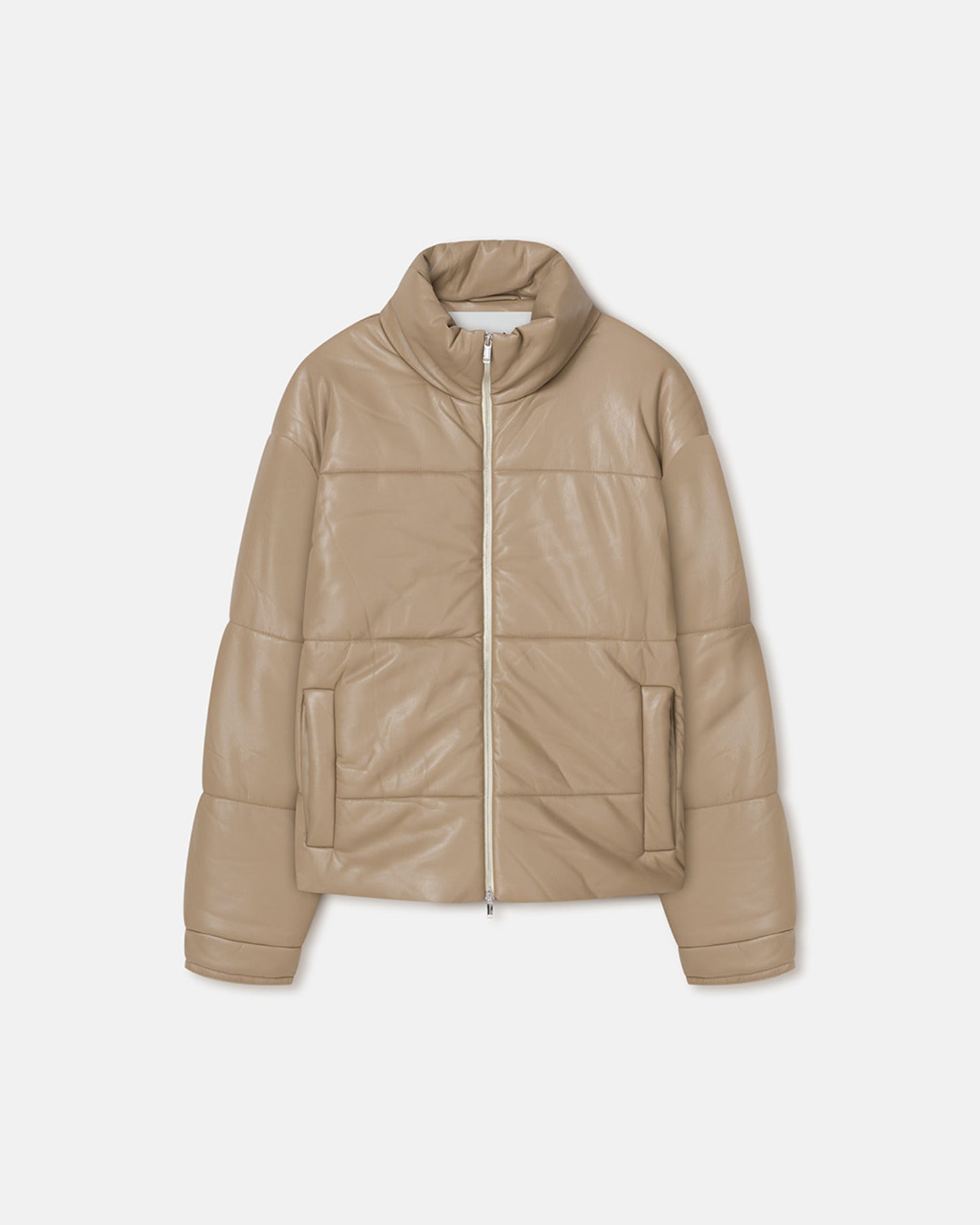 Marron - Okobor™ Alt-Leather Puffer Jacket - Ashy Taupe