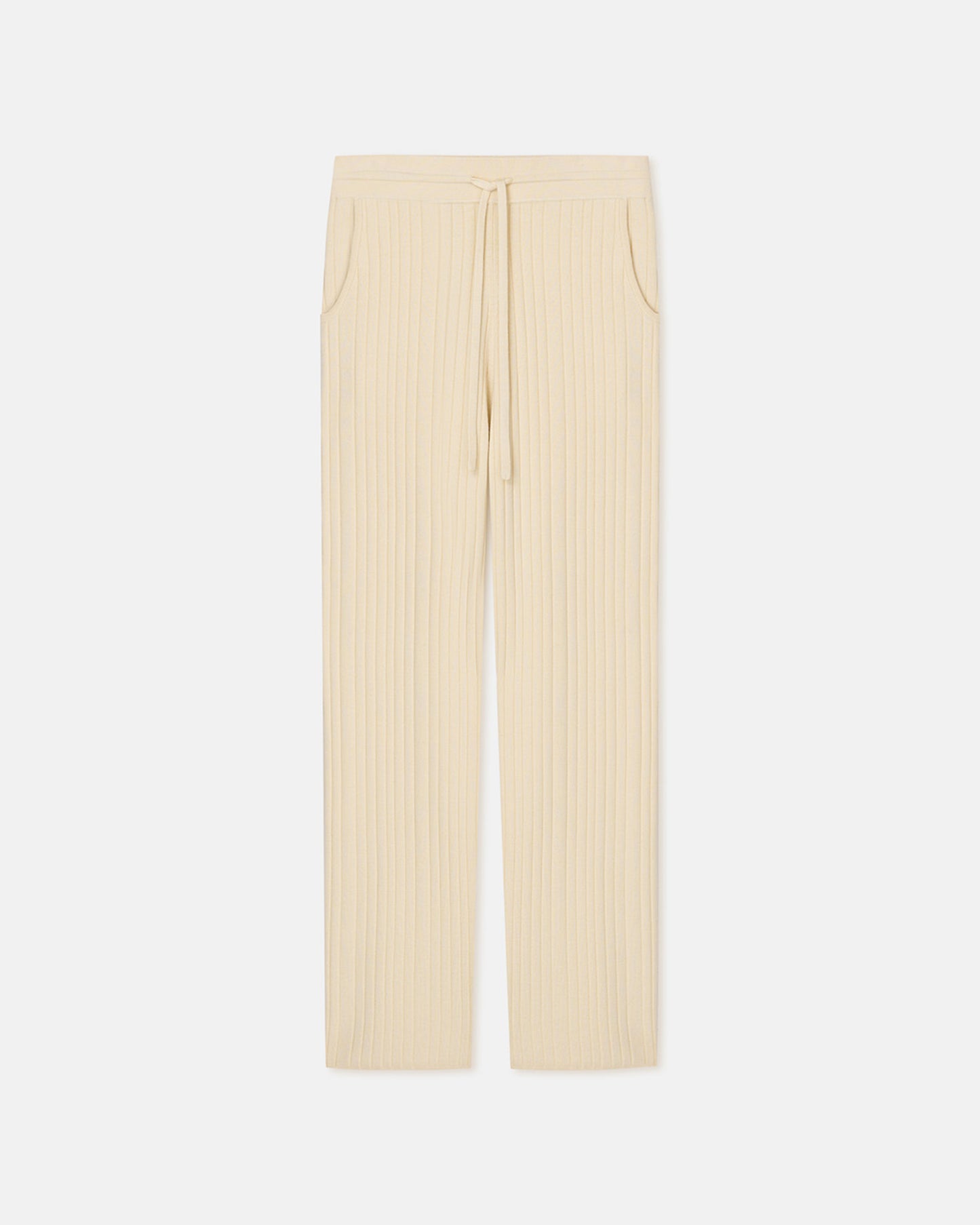 Stan - Ribbed Merino Pants - Lime Yellow/Creme