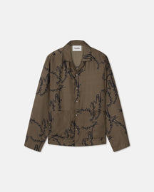 Emin - Printed Silk-Twill Shirt - Calligraphy Khaki