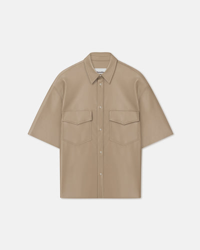 Mance - Okobor™ Alt-Leather Shirt - Ashy Taupe