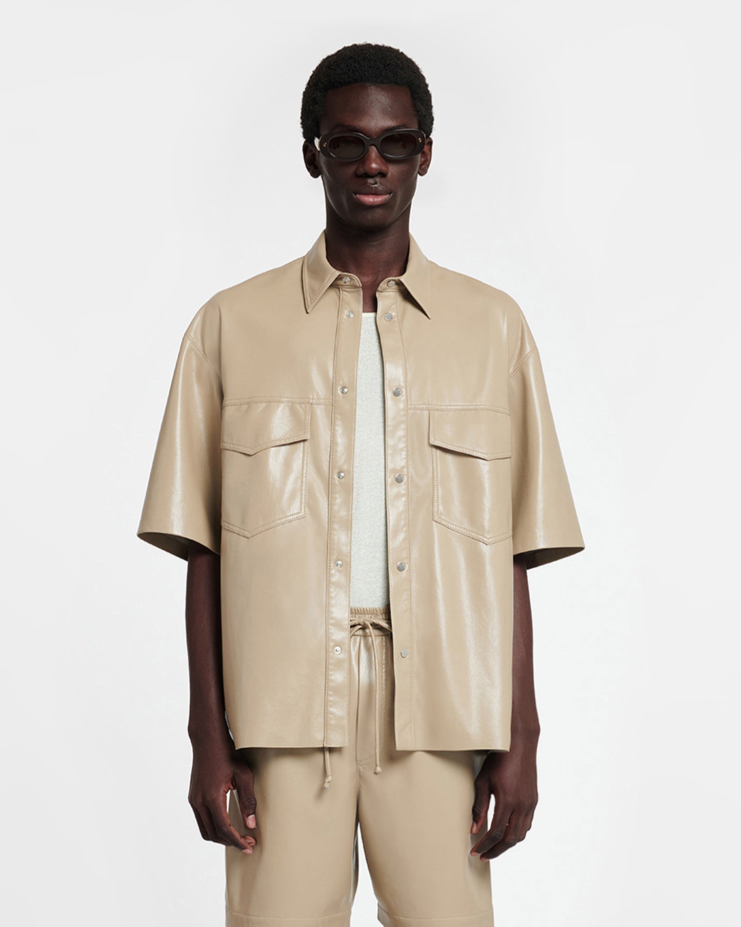 Mance - Okobor™ Alt-Leather Shirt - Ashy Taupe – Nanushka