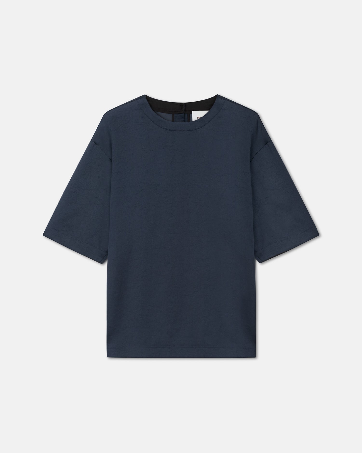 Isaac - Slip Satin T-Shirt - Navy – Nanushka