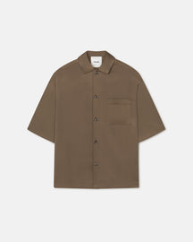 Caspian - Slip Satin Shirt - Dark Khaki